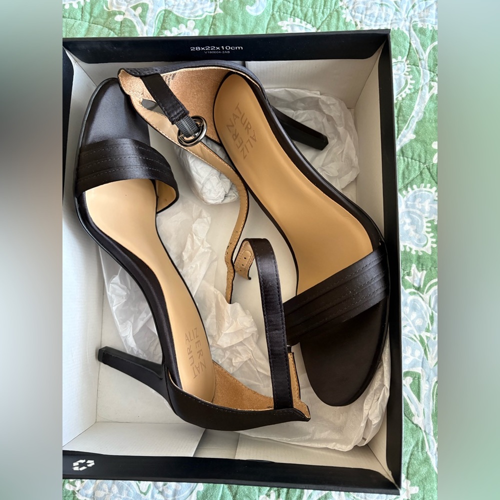 Naturalizer satin Black Strappy Heels size 9